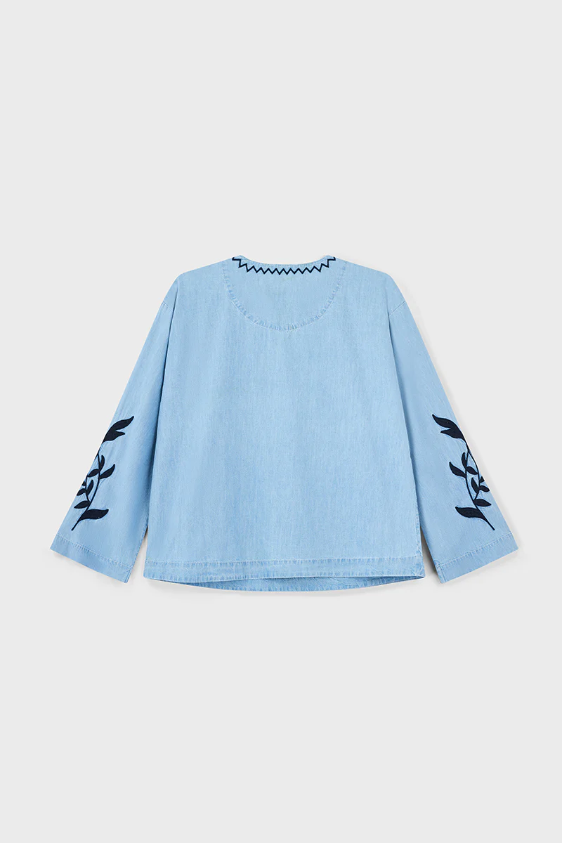 Andie Embroidered Denim Top - Image 7