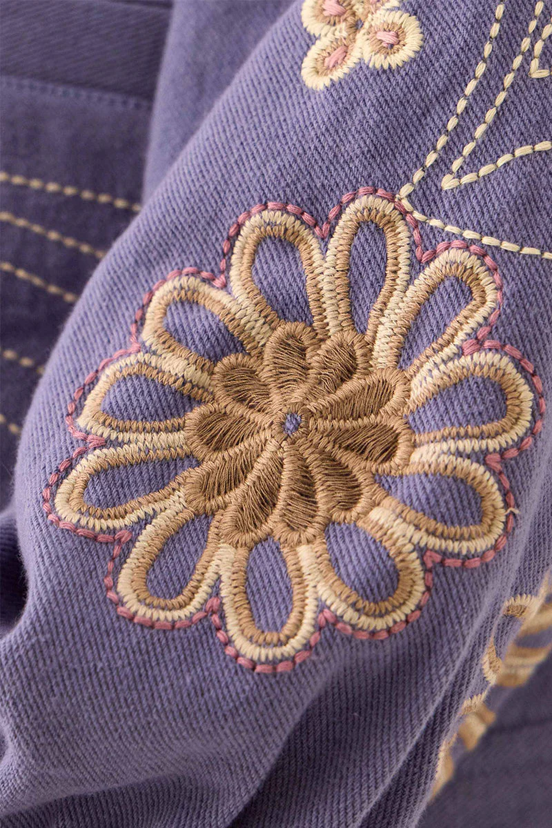 Anyar Botanical Embroidered Cotton Twill Jacket - Image 6