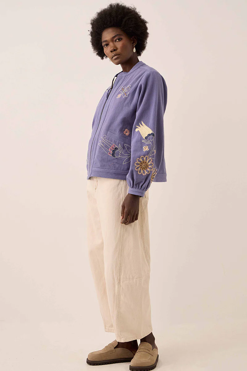Anyar Botanical Embroidered Cotton Twill Jacket - Image 7