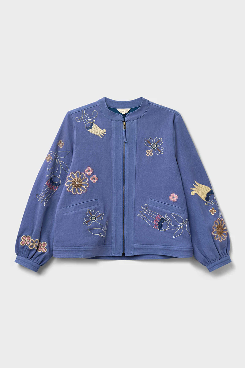Anyar Botanical Embroidered Cotton Twill Jacket - Image 8