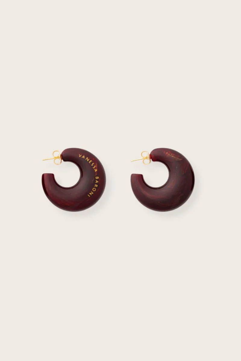 Bordeaux Marble Moon Earrings - Image 3