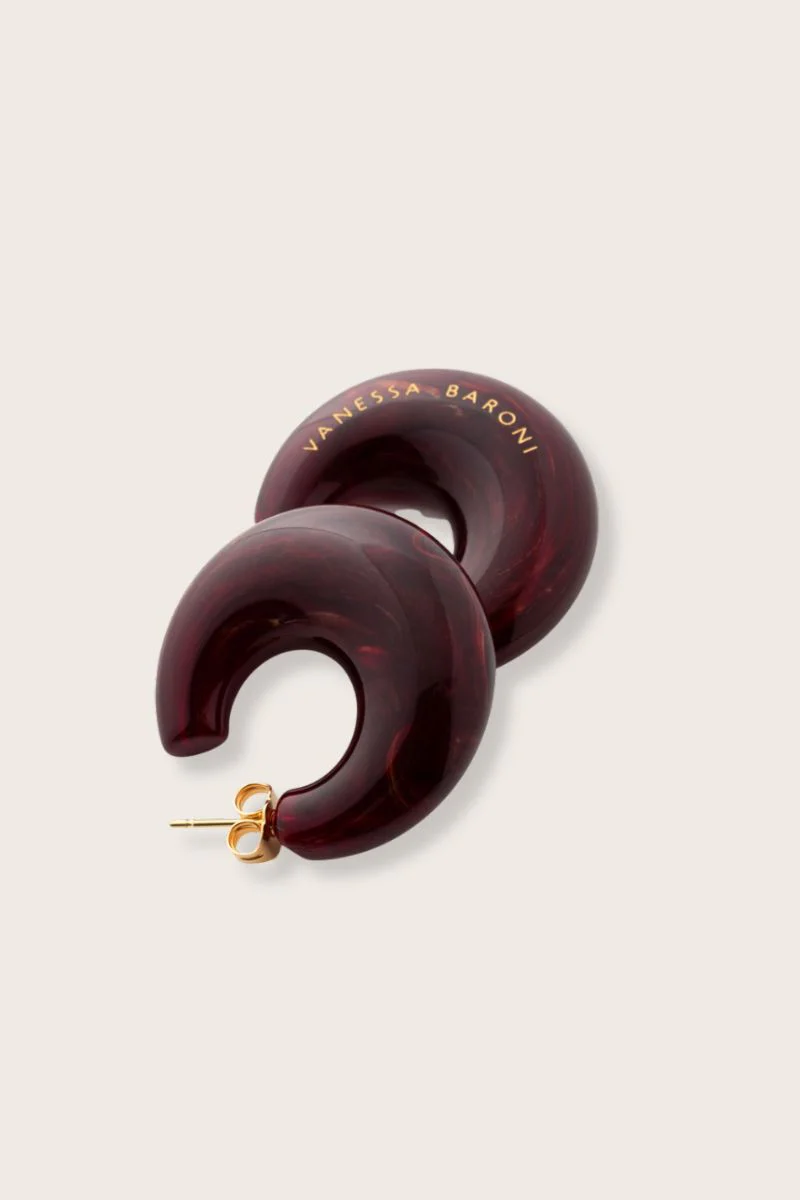Bordeaux Marble Moon Earrings - Image 4