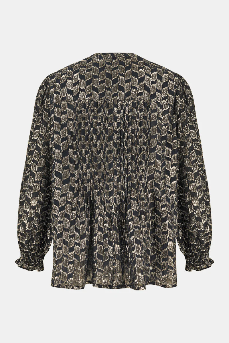 Caryl Champagne Lurex Pintuck Blouse - Image 9