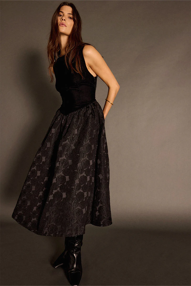 Dillys Black Velvet Cloqué Dress - Image 3