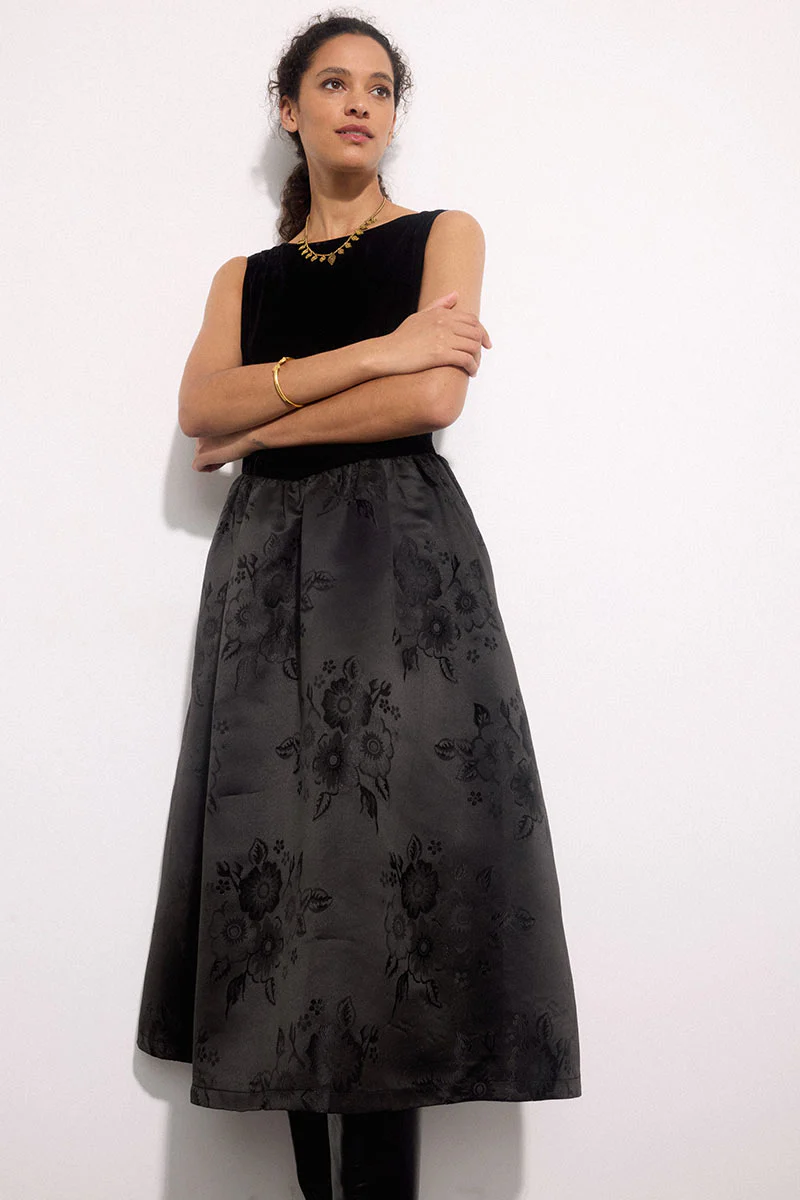 Dillys Black Velvet Cloqué Dress - Image 5