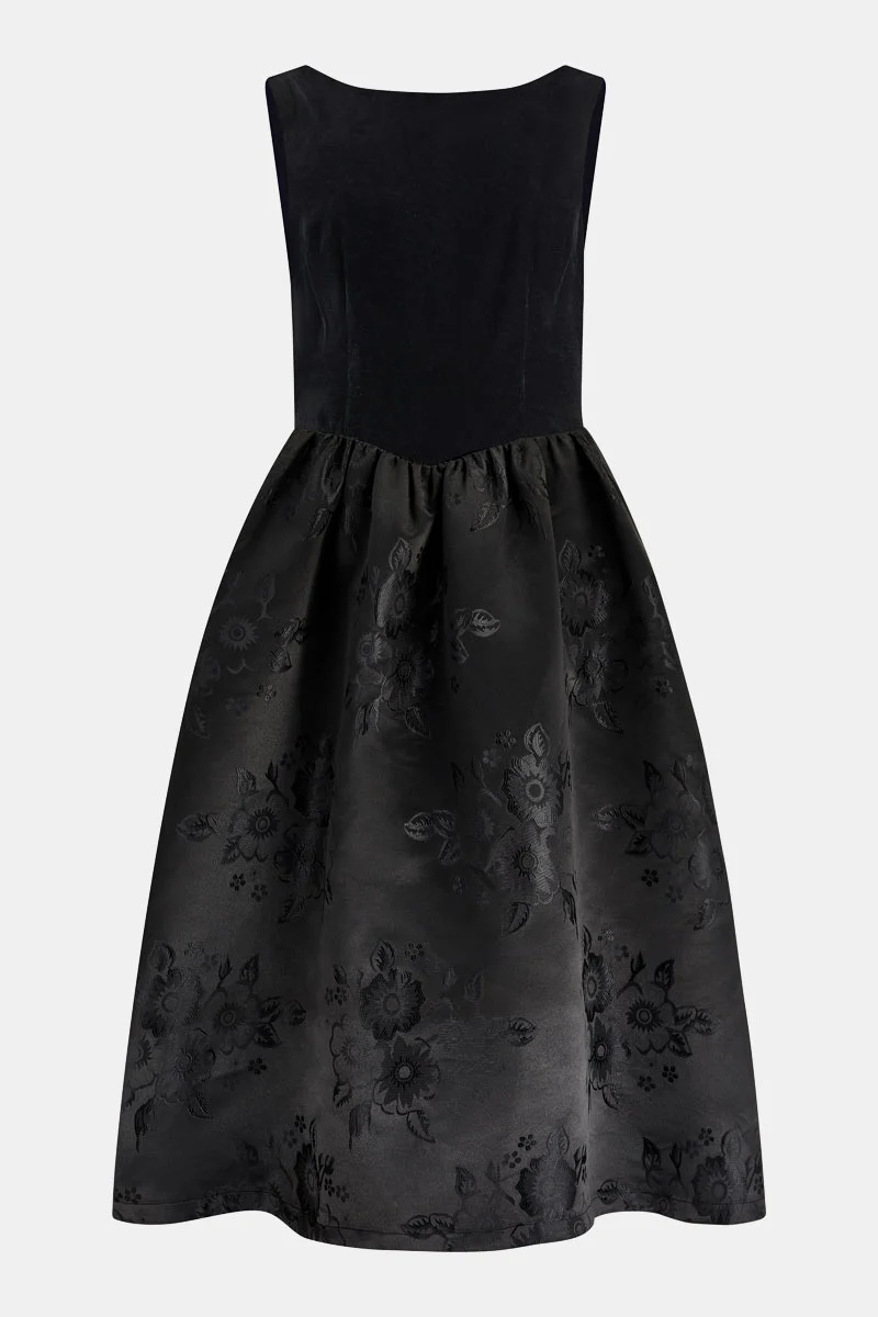 Dillys Black Velvet Cloqué Dress - Image 7
