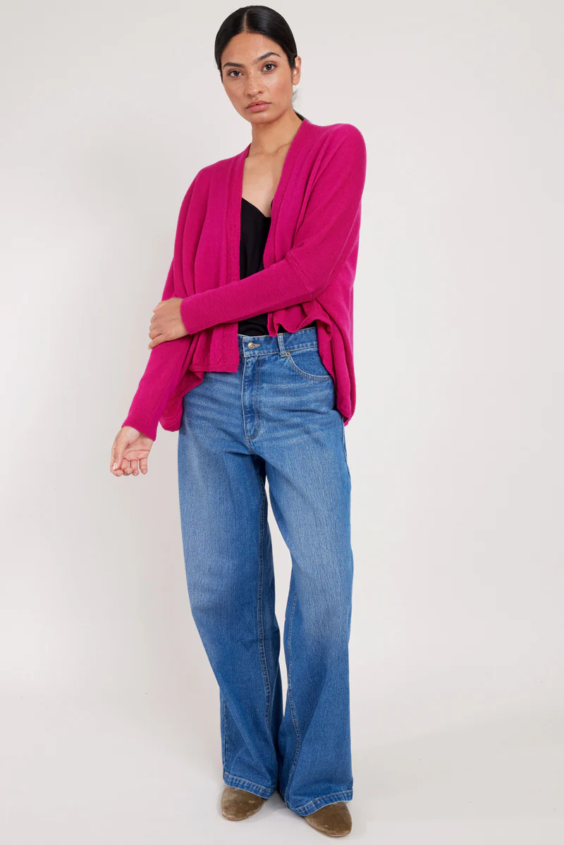 Eden Pink Merino Wool Wrap Cardigan - Image 3