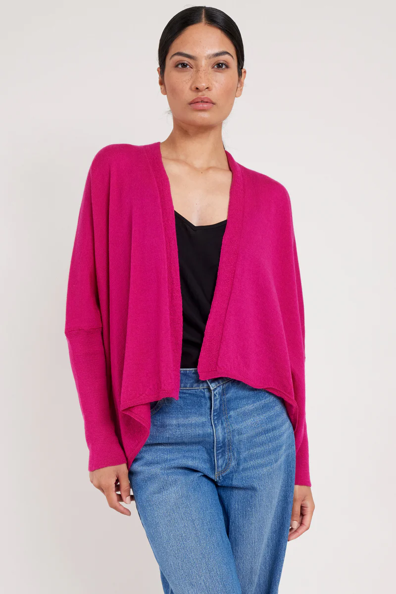 Eden Pink Merino Wool Wrap Cardigan - Image 4