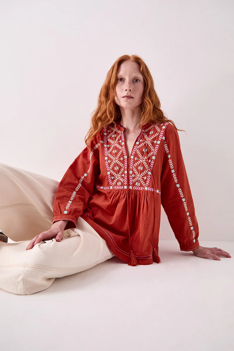 Enda Embroidered Cotton Top - Image 7