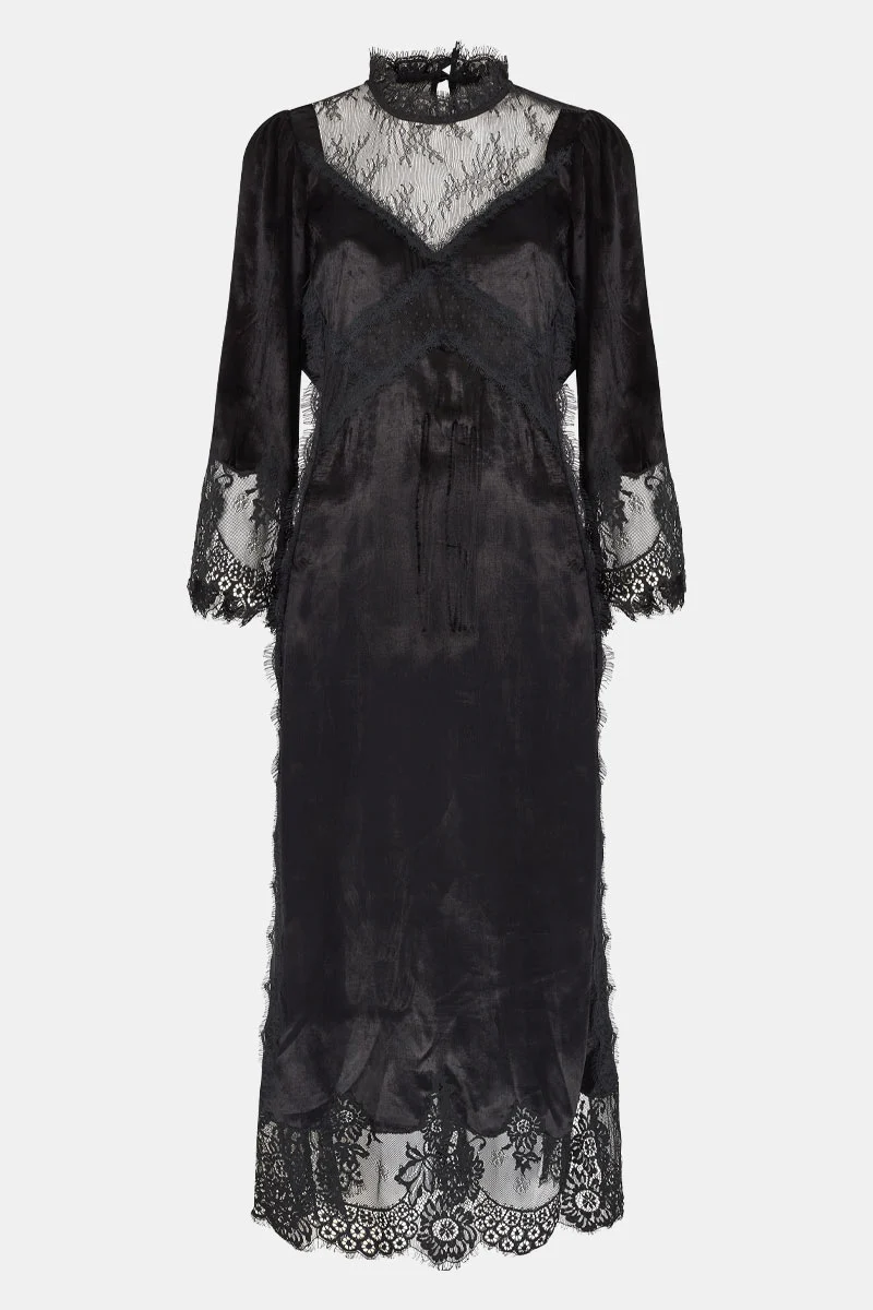 Fiadh Velvet Sheer Lace Dress - Image 4