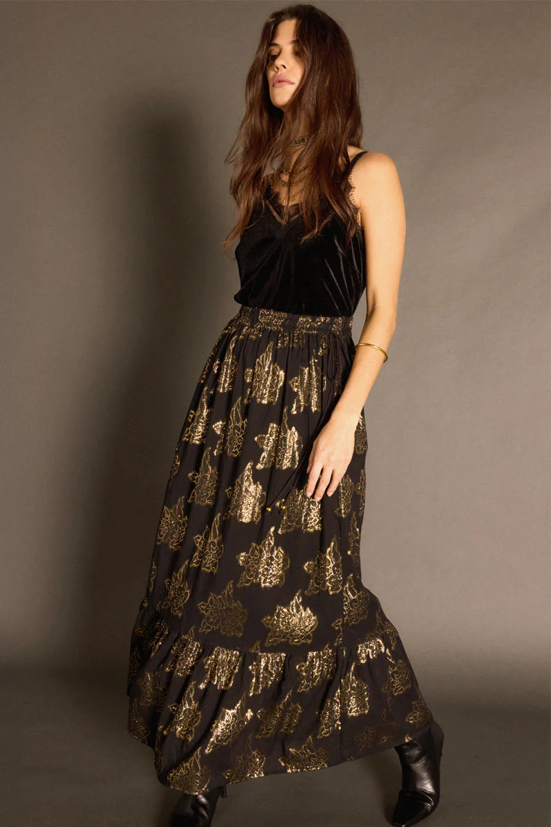Gwen Gold Jacquard Skirt - Image 4