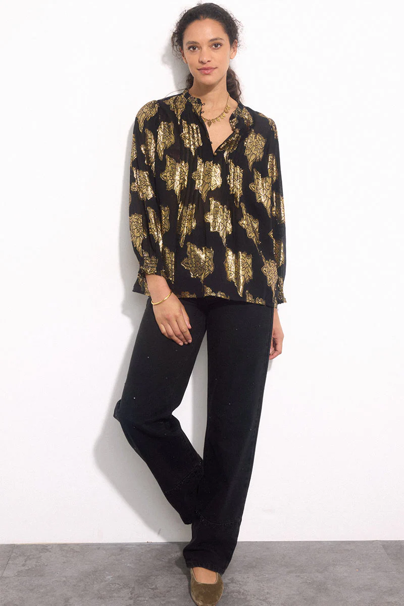Gwen Gold Jacquard Top - Image 3