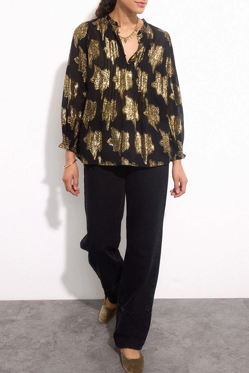 Gwen Gold Jacquard Top - Image 4