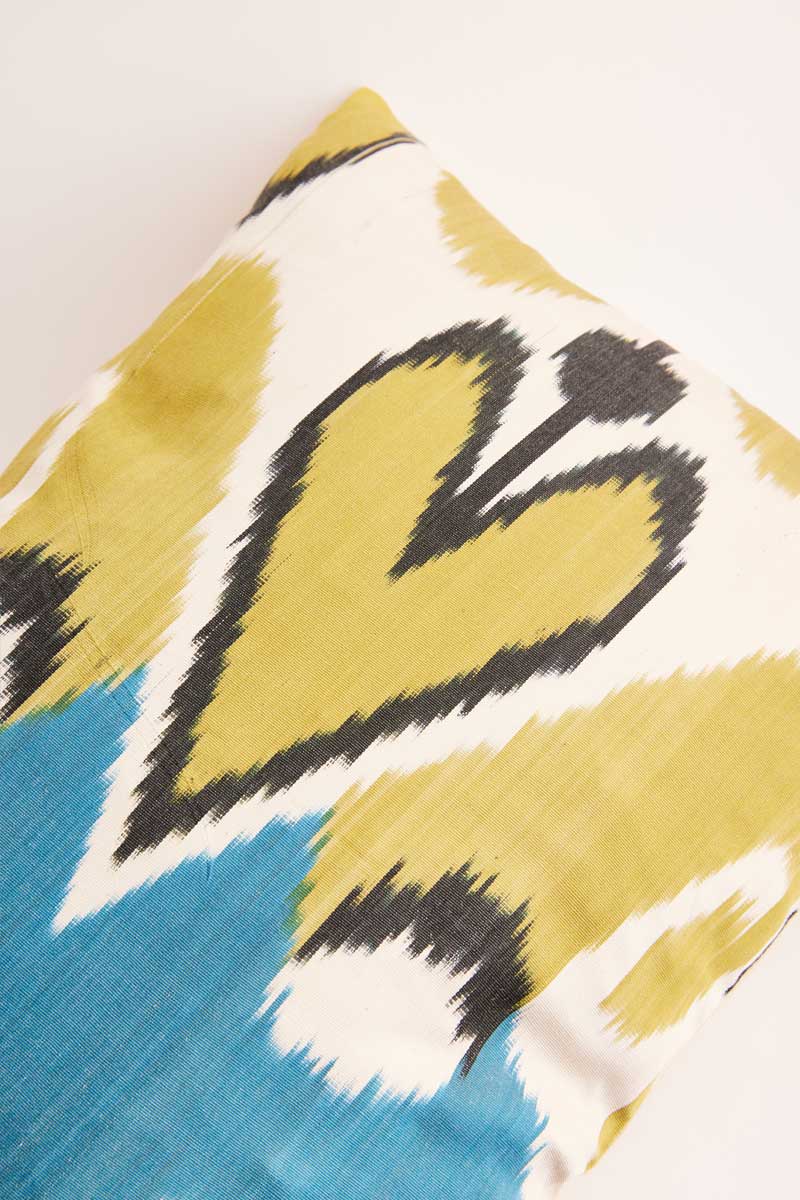 Ikat Green Silk Woven Cushion Cover - Image 5
