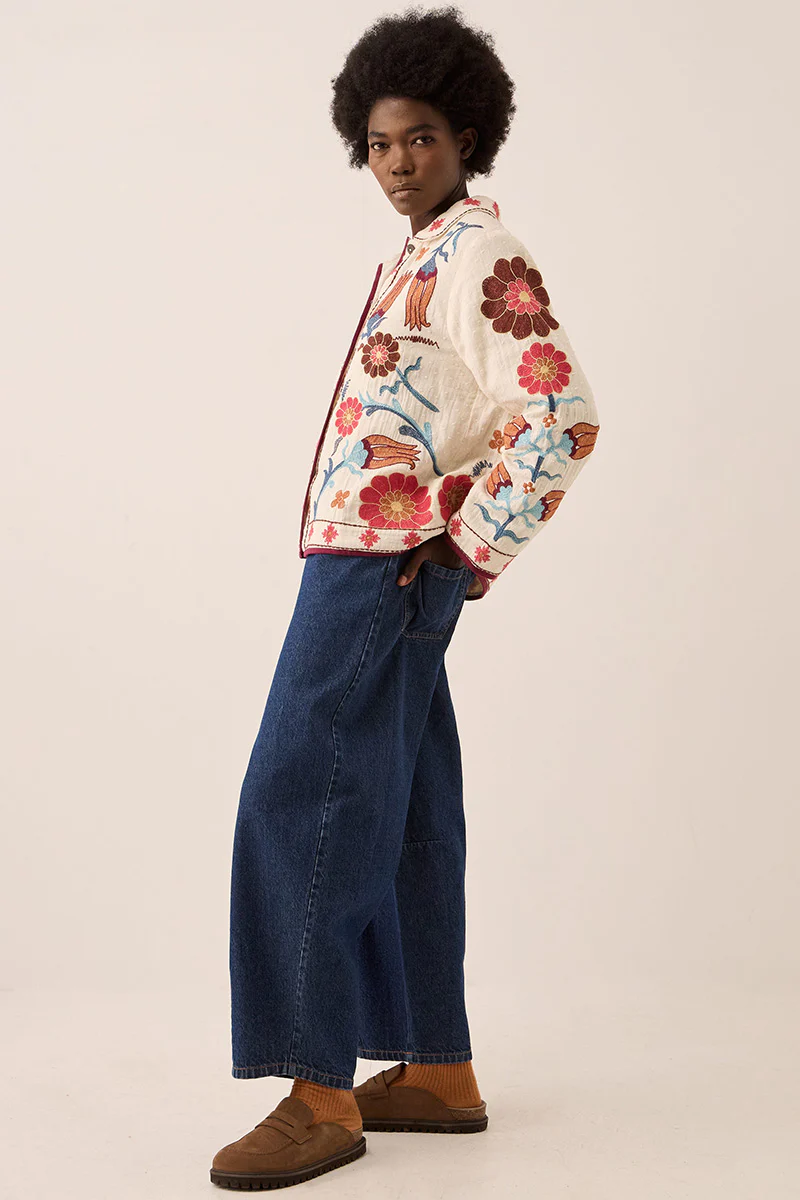 Odeline Floral Embroidered Cotton Jacket - Image 3