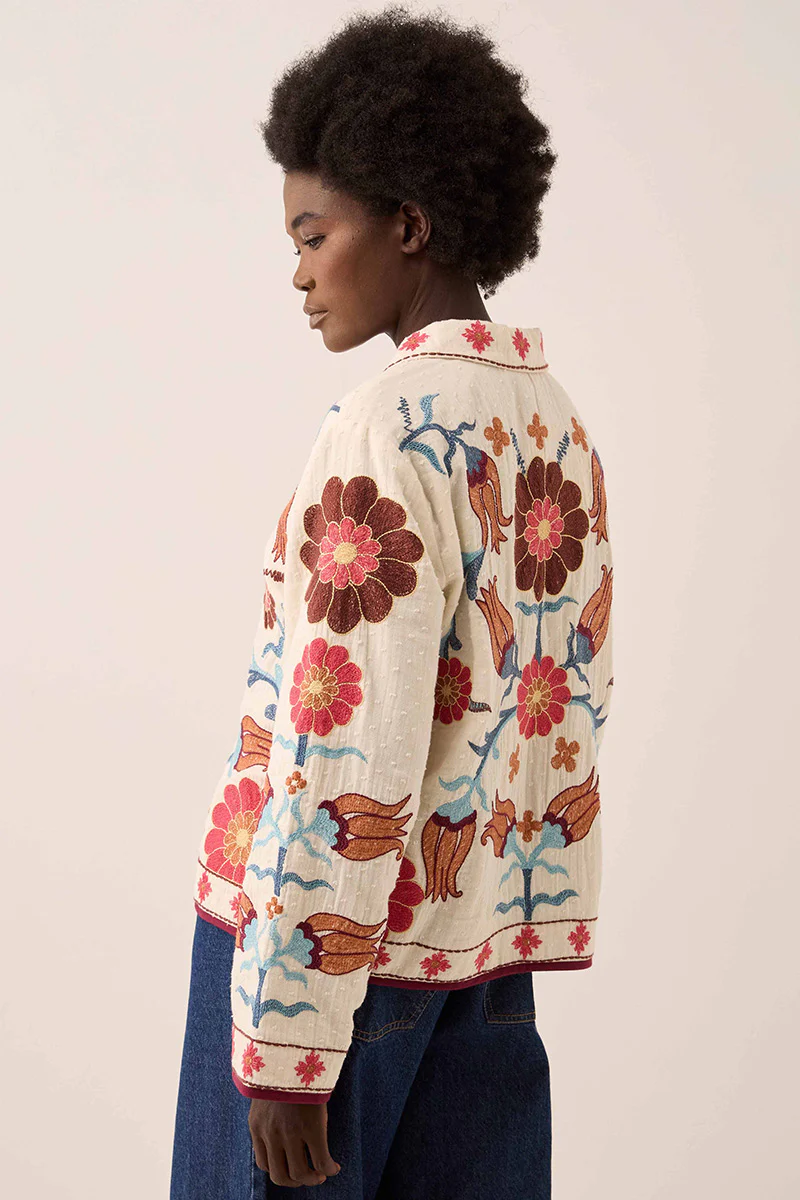 Odeline Floral Embroidered Cotton Jacket - Image 4