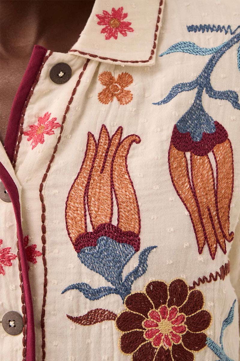 Odeline Floral Embroidered Cotton Jacket - Image 5