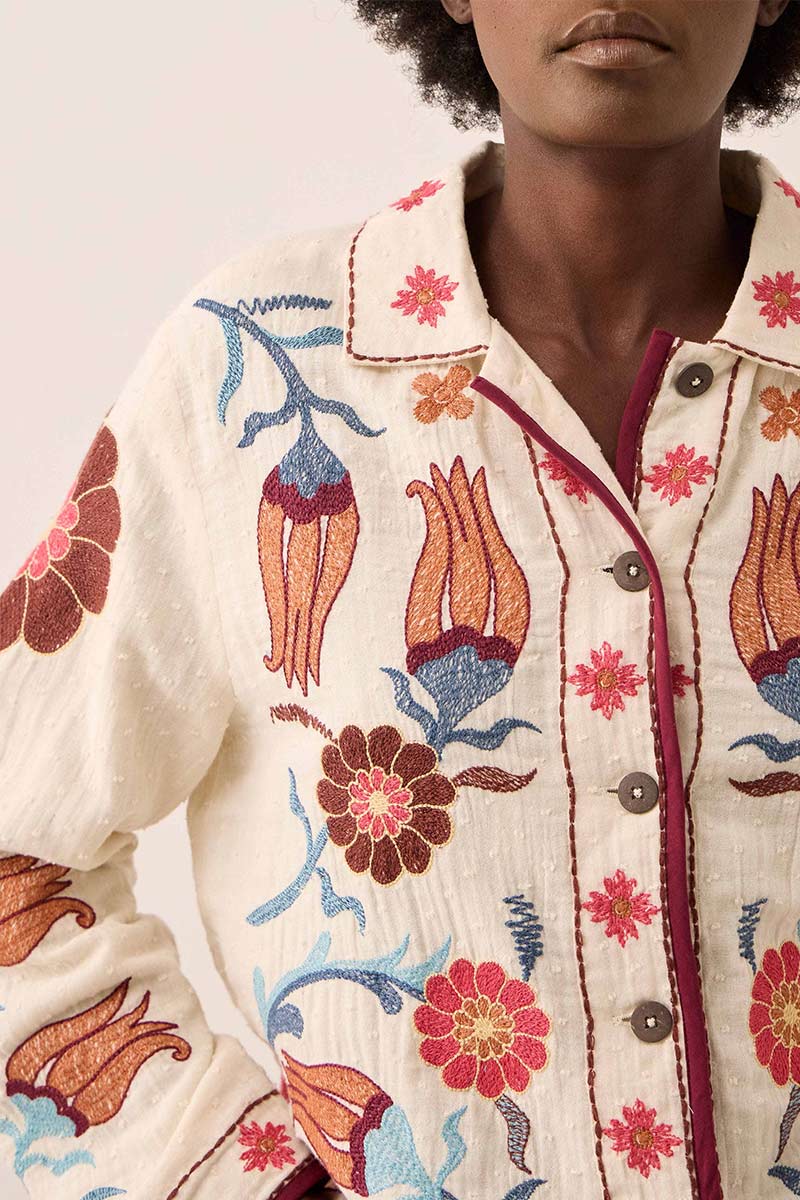 Odeline Floral Embroidered Cotton Jacket - Image 6