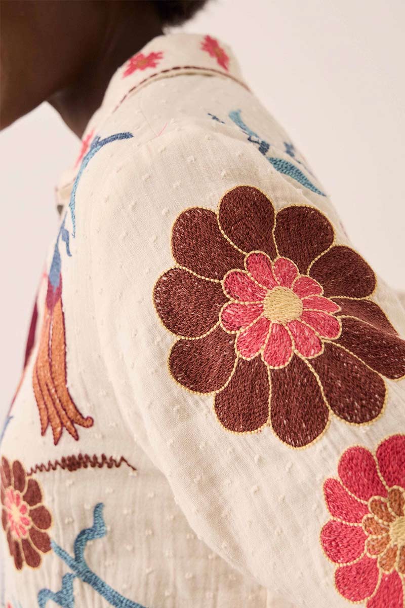 Odeline Floral Embroidered Cotton Jacket - Image 7