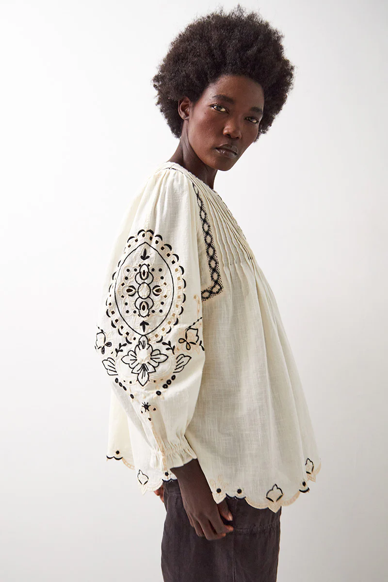Pavlina Embroidered Cotton Top - Image 4