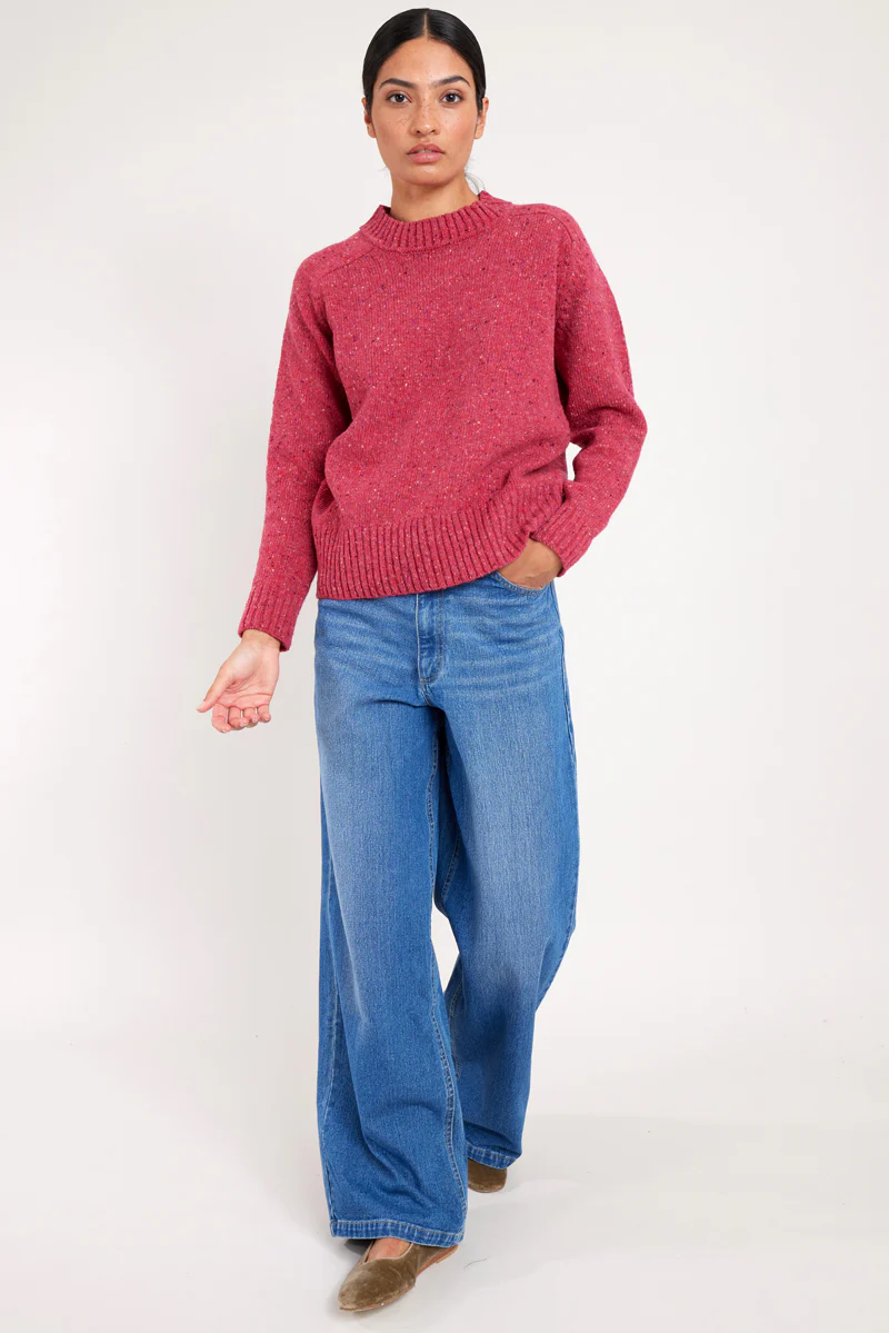 Raspberry Donegal Merino Wool Jumper - Image 3
