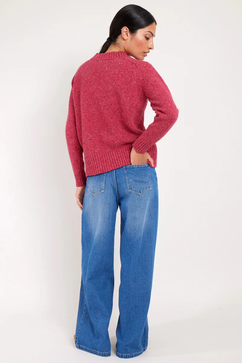 Raspberry Donegal Merino Wool Jumper - Image 5