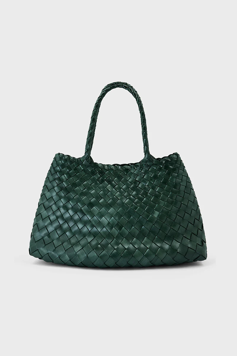 Selina Woven Leather Bag Green - Image 4