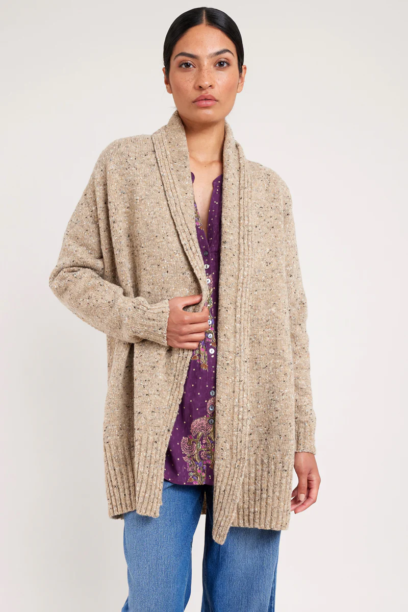 Stone Donegal Merino Wool Cardigan - Image 4
