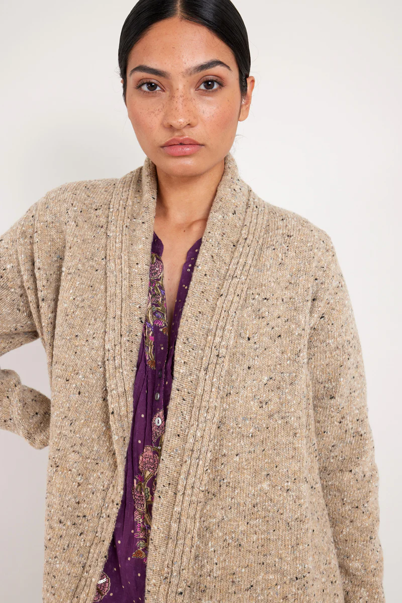 Stone Donegal Merino Wool Cardigan - Image 6