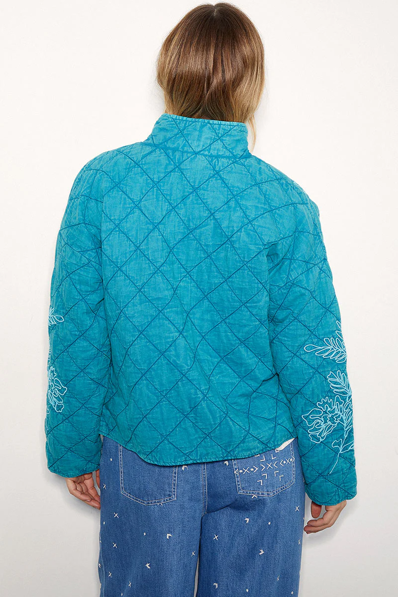 Tate Floral Embroidered Quilted Blue - Image 3