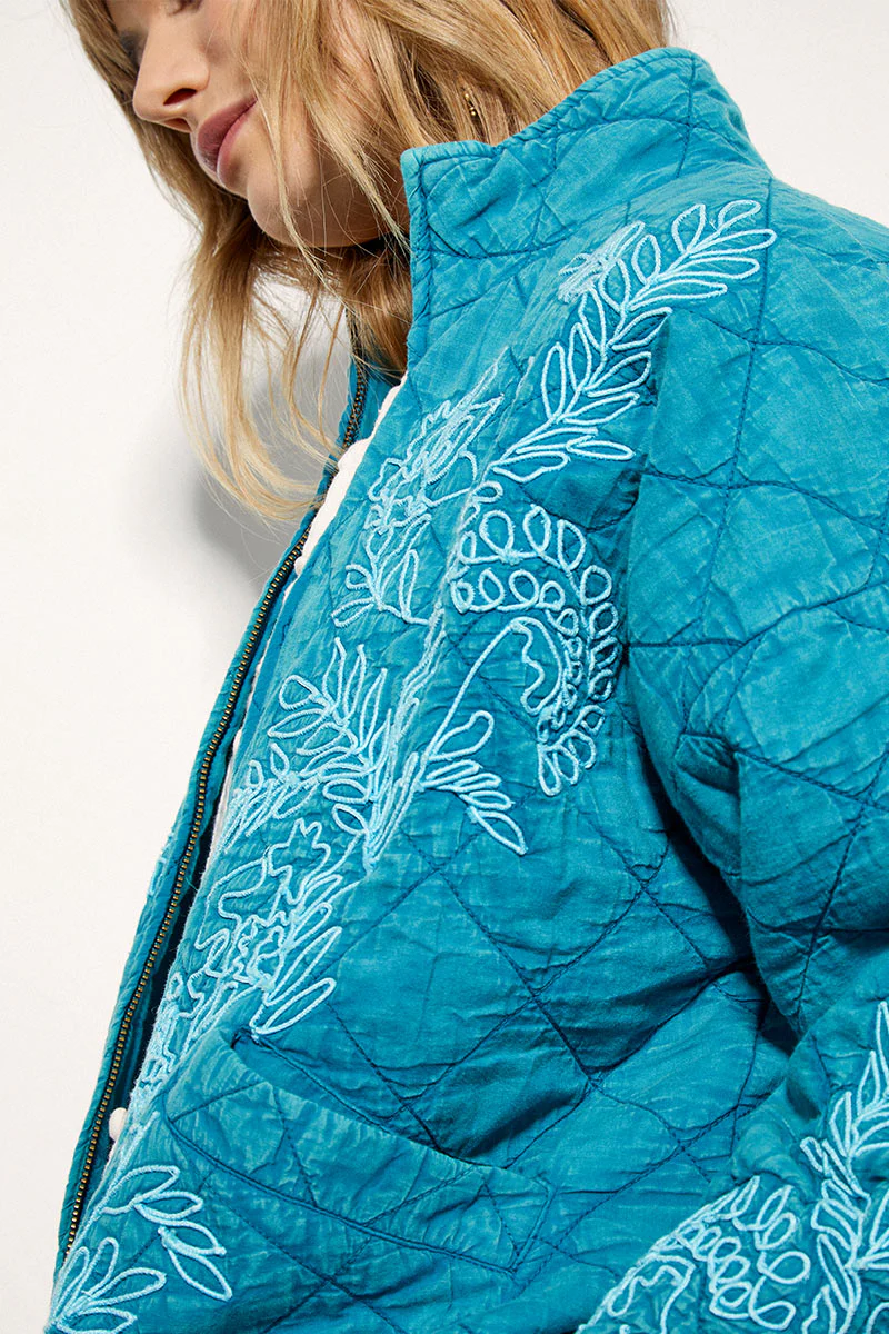 Tate Floral Embroidered Quilted Blue - Image 4