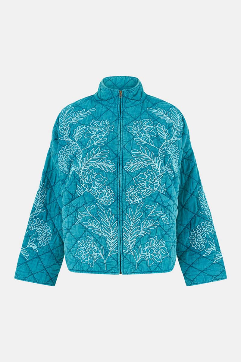 Tate Floral Embroidered Quilted Blue - Image 5